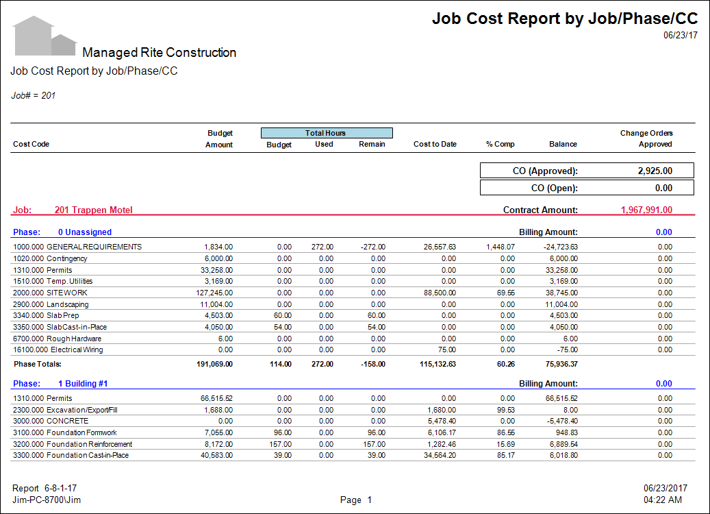 13-04-21 - Cost-to-Complete Report ~From 6-8-1 Module by Job, Phase